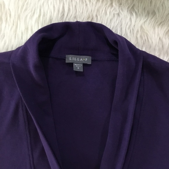 Purple cardigan with embellished shell buttons cardigan sweater - Picture 2 of 4